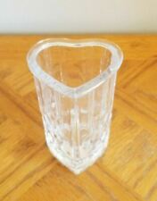 Vintage Fostoria Heart Shaped Vase Clear Glass Ribbed With Hearts Small 5” Avon picture