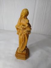 Vintage Anri Wooden Wood Carved Religious Figure Mary Baby Jesus Madonna 6.75