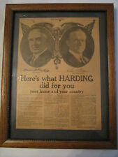 1920 WARREN G. HARDING POLITICAL AD - ORIGINAL - 13 1/2