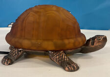 VINTAGE TURTLE TORTOISE AMBER GLASS NIGHT LIGHT TABLE LAMP APPEARS TO BE COPPER picture