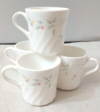 Vintage Corning English Meadows Swirl Set Of Four Coffee Mugs GUC picture