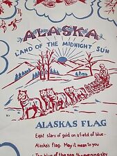 VTG Cotton Alaska State Tablecloth  MID-CENTURY Alaskas Flag Marie Drake 44