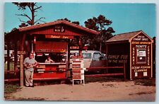 Postcard VA Chincoteague Toms Cove Camping Park Redwood Sign Stand c1950s M17 picture
