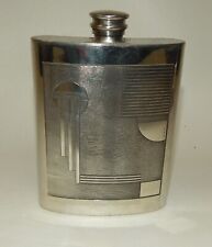 Sheffield English Pewter Art Deco Hip Flask Bottle picture