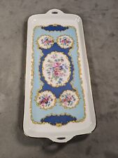 Otco Italy Marked Porcelain Presentation Long Tray Plate With Floral Pattern 14