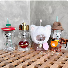 Starbucks Latin American Glass Bear Bottle  Tumbler Camping Cat Love Bear Cup picture
