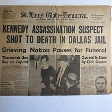 Lee Harvey Oswald Shot In Dallas Jail November 25, 1963 St. Louis Newspaper picture