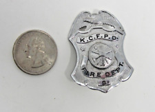 K.C.F.P.D. Fire Department BADGE pin RARE vintage old hat firefighter helmet picture
