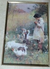 Luigi Chialiva Famous Artist She Loves Me Boy With Geese Reprint on Canvas Ducks picture