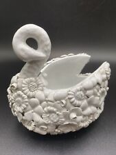 ANTONIO ZEN NOVE ITALY Vicenza Swan Porcelain Figurine Planter Handmade picture