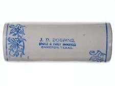 Blue and White Stoneware Cameron, Texas Advertising Rolling Pin c.1905 j.d. Robb picture