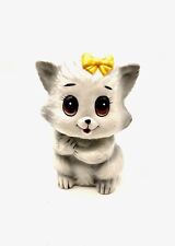 Vintage MCM Cute Gray Cat with Yellow Bow picture