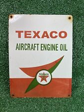 VINTAGE TEXACO AVIATION PORCELAIN SIGN GAS AIRPLANE FUEL ENGINE OIL TEXAS DEALER picture