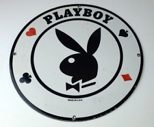 Vintage Playboy Sign - Bunny Rabbit Poker Dealer Sign - Gas Pump Porcelain Sign picture