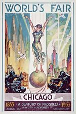 1933 World's Fair Chicago Vintage Style Art Deco Travel Poster  20x30 picture