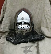 SCA HMB Sports 14 Gauge Medieval  Bascinet Helmet W Aventail picture