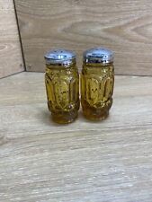 Vintage LE Smith Moon And Stars Amber Salt And Pepper Shakers Heavy Nice picture