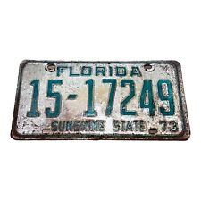 Vintage 1973 Florida Sunshine State License Plate Original 15 - 17249 Tag Green picture