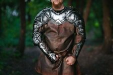 Medieval Dwarven Blackened Set LARP Pauldrons/Shoulders & Bracers - Steel ARMOR picture
