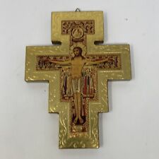 San Damiano Icon Franciscan Cross Crucifix Wall Plaque 6.5  Inches Tall picture