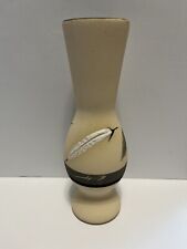 Artist Grey Feather Hand Painted Textured Ceramic Art Pottery Feather Vase 1995 picture