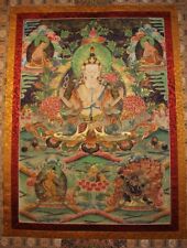 Amazing Tibet Old Buddhist Thangka Tangka Four-armed Avalokitesvara Bodhisattva picture
