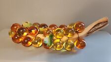 Vintage Huge Lucite Acrylic Gold & Amber Grapes on Driftwood, 17