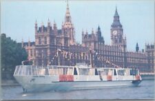 Vintage 1960s LONDON, England UK Postcard FATHER THAMES Excursion Boat / Big Ben picture