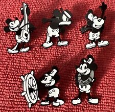 🔥 Lot 5 pc set Steamboat Willie Enamel Lapel Pins Mickey Mouse Pin Cartoon Gift picture