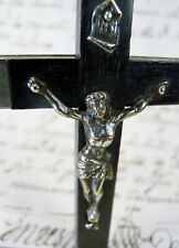 Carmelite Nuns Bronze Repoussé Silver & Ebony Cross Habit Vestment Crucifix picture