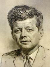 Drawn From Life Charcoal Sketch Of President John F. Kennedy By Louis Lupas. picture