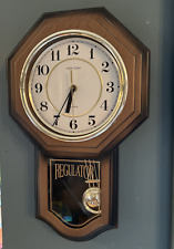 Heirloom Quartz Movement Regulator Pendulum Clock *VIDEO* Faux Wood Wall Clock picture