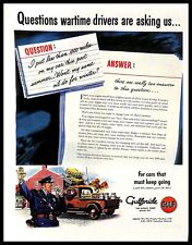 1943 Gulf Gulfpride Motor Oil Vintage PRINT AD Wartime Drivers Illustration 40s picture