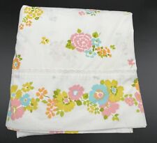 VTG 70s Penneys Penn Prest Fashion Manor Full Flat Sheet Floral Percale 81 x 104 picture
