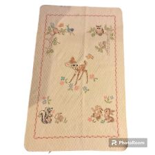 Bambi 1960s Disney Cross-stitched Quilt Tapestry 33”x53” Cotton picture