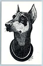 Postcard Dog Pincher In Loving Memory of Sheena Artist Edward Usher AD7 picture