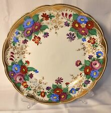 SAXE  Antique German Porcelain Charger Plate  Hand Painted Signed Floral Gilt picture