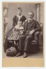 Antique Circa 1880s Cabinet Card Stunning Photo of Older Man with Woman & Child picture