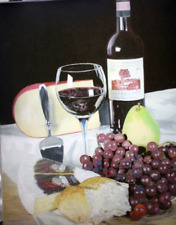 von Wening Red Wine and Cheese Art print Stretched on Canvas 16
