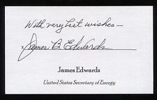 James Edwards Signed 3x5 Index Card Autographed Signature Secretary of Energy picture