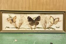 Vintage Framed Real Butterflies Taxidermy 3 Specimen Pressed Flowers Wall Art picture