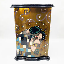 Vintage 80s Rotating Jewelry Box - Gold Foil Hand Painted Gustav Klimt Inspired picture