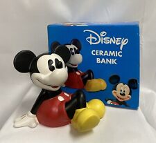 Disney Mickey Mouse Coin Piggy Bank Enesco Licensed Ceramic With Box picture