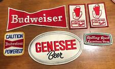 6 Vintage Budweiser Stroh's Rolling Rocks Genesee Beer Employee Hat Patches lot picture