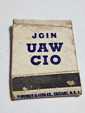 Vtg Join united automobile workers of america CIO Chicago Ill. matchbook empty picture