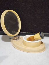 Old Celluloid Shaving Stand With Adjustable Mirror Glass Soap Dish + Brush picture