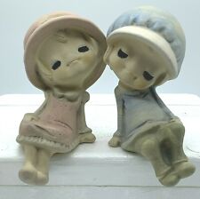 Vintage Ceramic Boy and Girl Shelf Sitters Lovebirds  picture