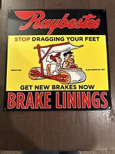 Porcelain Enamel Raybestos Brake Linings Advertising Sign Featuring Flintstones picture