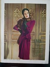 1942 Adele  Simpson Enka rayon women's purple dress fur stole fashion ad picture