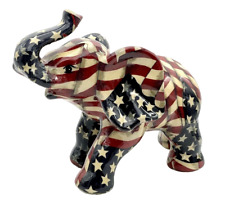 80s Elephant Figurine American Flag La Vie Porcelain Stars Stripes Patriotic USA picture